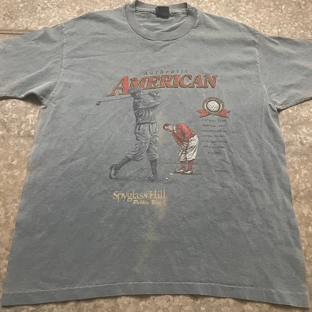 Vintage Authentic American Golf Spyglass Hill Pebble Beach Shirt Large 90s USA